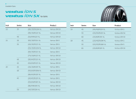 Hankook Ventus iON S Sizes